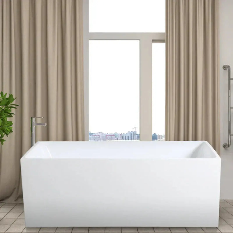 Theo Back To Wall Bathtub - Overflow - Aqualux Bathrooms- Poseidon