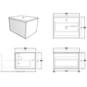 Bellevue Wall Hung Standard Vanity 600 (Coastal Oak) - Aqualux Bathrooms- Poseidon