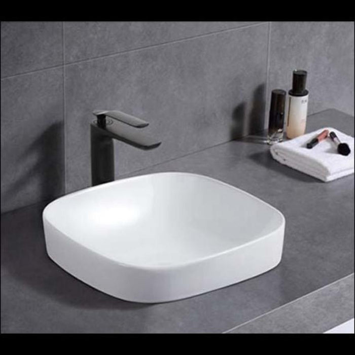 Riva Spencer Round Square Semi-Inset Basin 370mm - Matt White