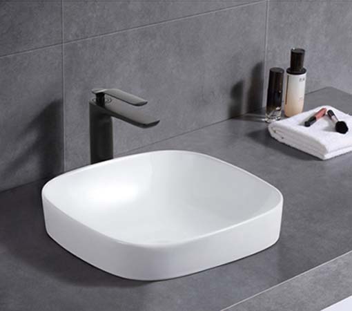 Riva Spencer Round Square Semi-Inset Basin 370mm - Gloss White