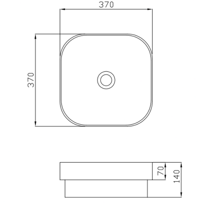 Riva Spencer Round Square Semi-Inset Basin 370mm - Gloss White