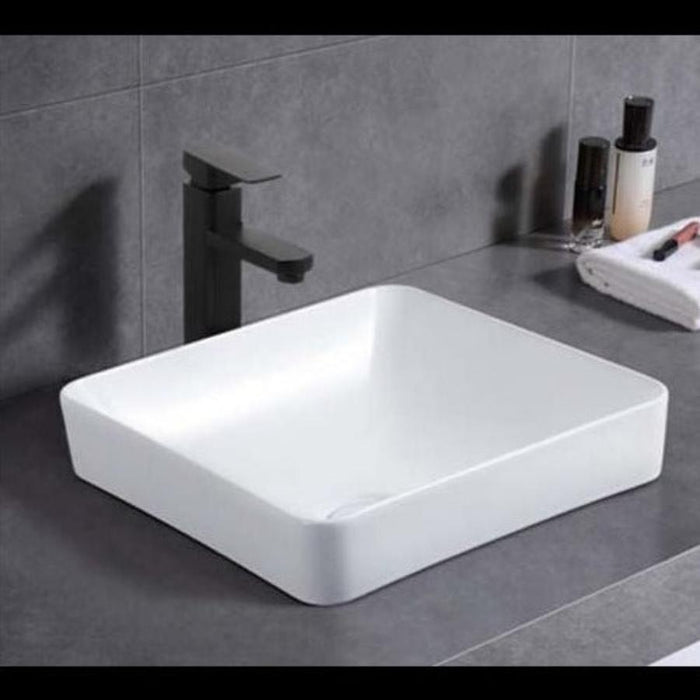 Riva Stella Soft Square Semi-Inset Basin 370mm - Matt White