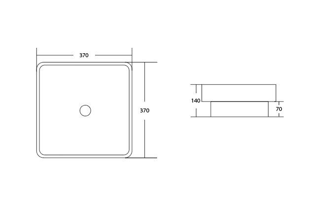 Riva Stella Soft Square Semi-Inset Basin 370mm - Gloss White