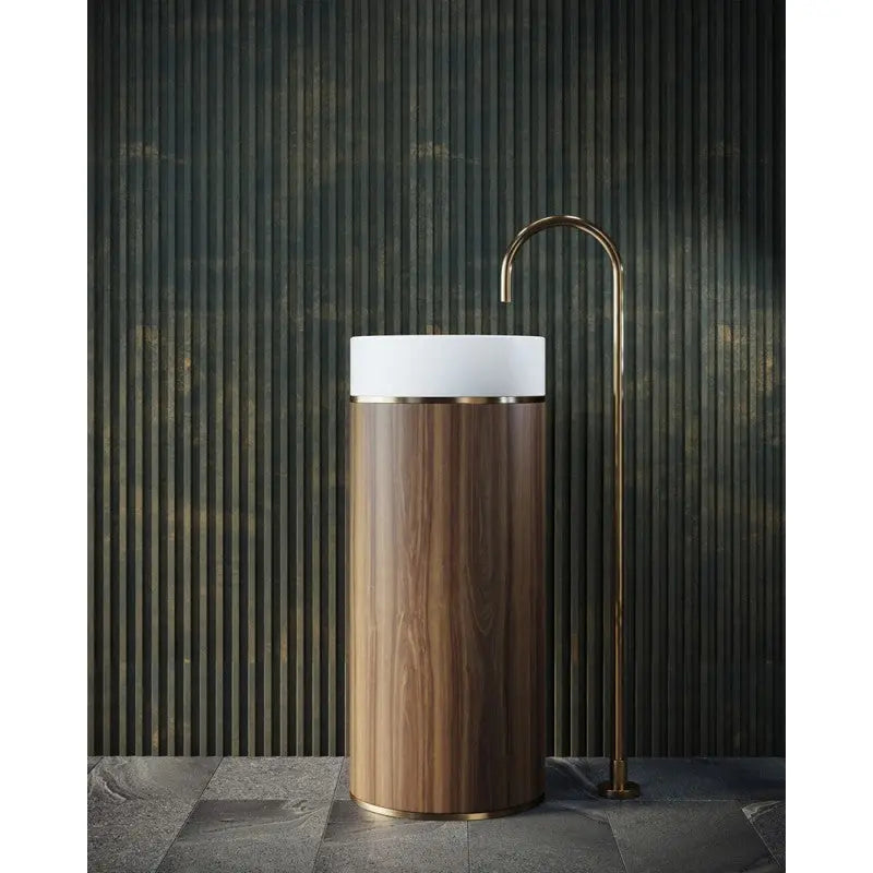 Belbagno - Belbagno Tesoro Pedestal Basin 380mm - Brushed Brass - Aqualux Bathrooms