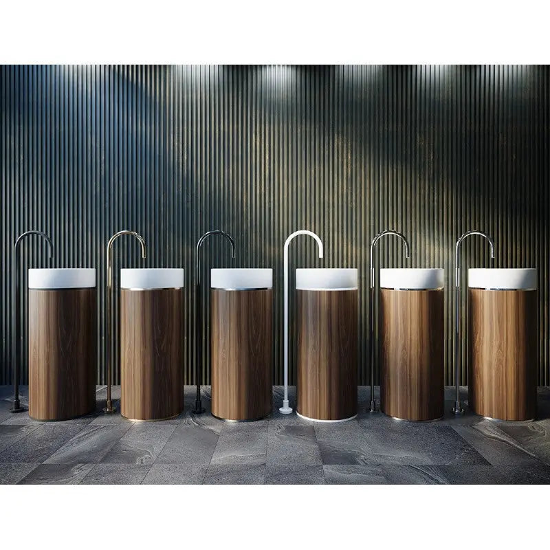 Belbagno - Belbagno Tesoro Pedestal Basin 380mm - Brushed Gun Metal - Aqualux Bathrooms