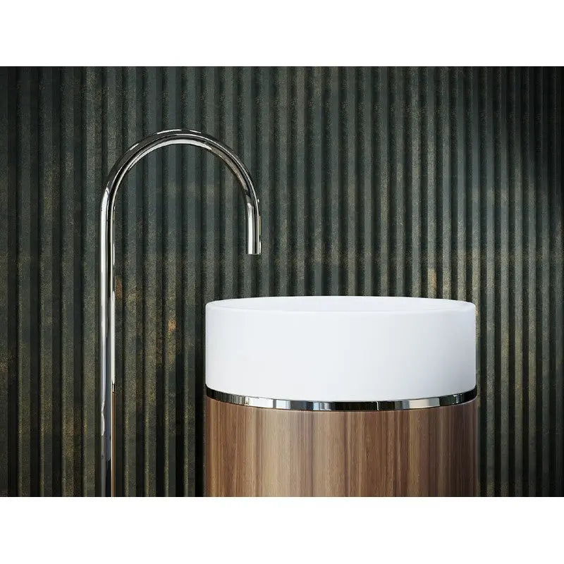 Belbagno - Belbagno Tesoro Pedestal Basin 380mm - Brushed Nickel - Aqualux Bathrooms