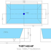 Theo Back To Wall Bathtub - Overflow - Aqualux Bathrooms- Poseidon