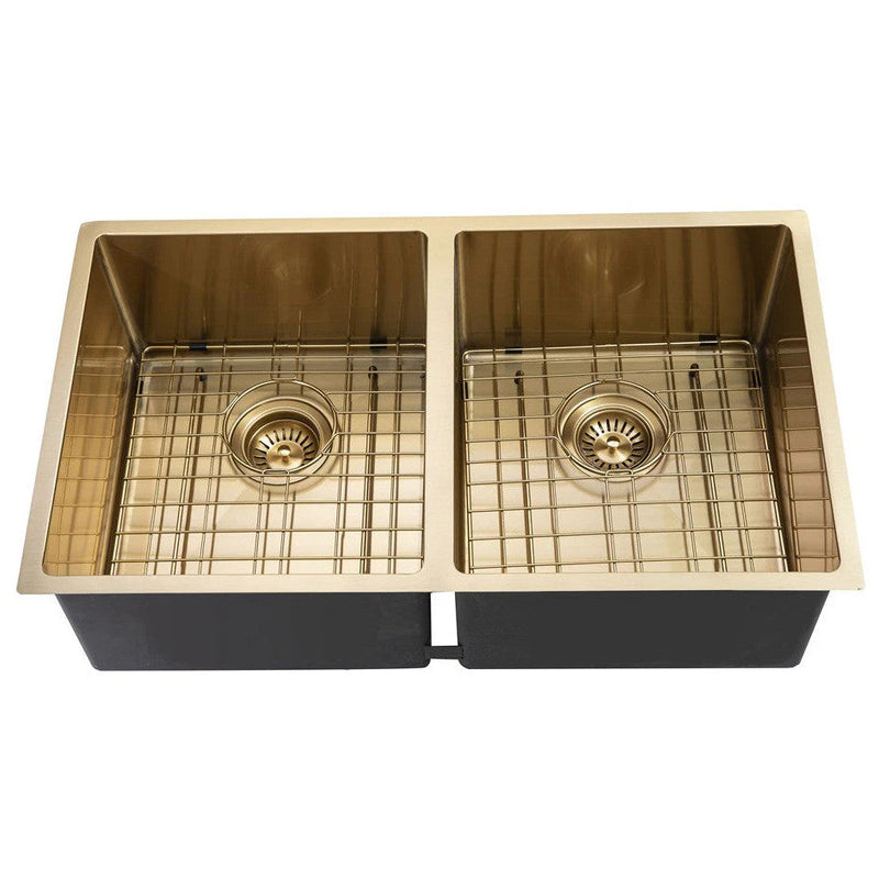 770*450*215mm Hand-Made Double Bowl Kitchen Sink