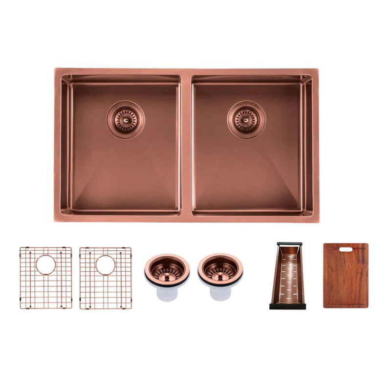 770*450*215mm Hand-Made Double Bowl Kitchen Sink