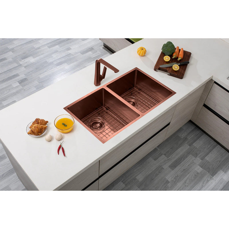 770*450*215mm Hand-Made Double Bowl Kitchen Sink