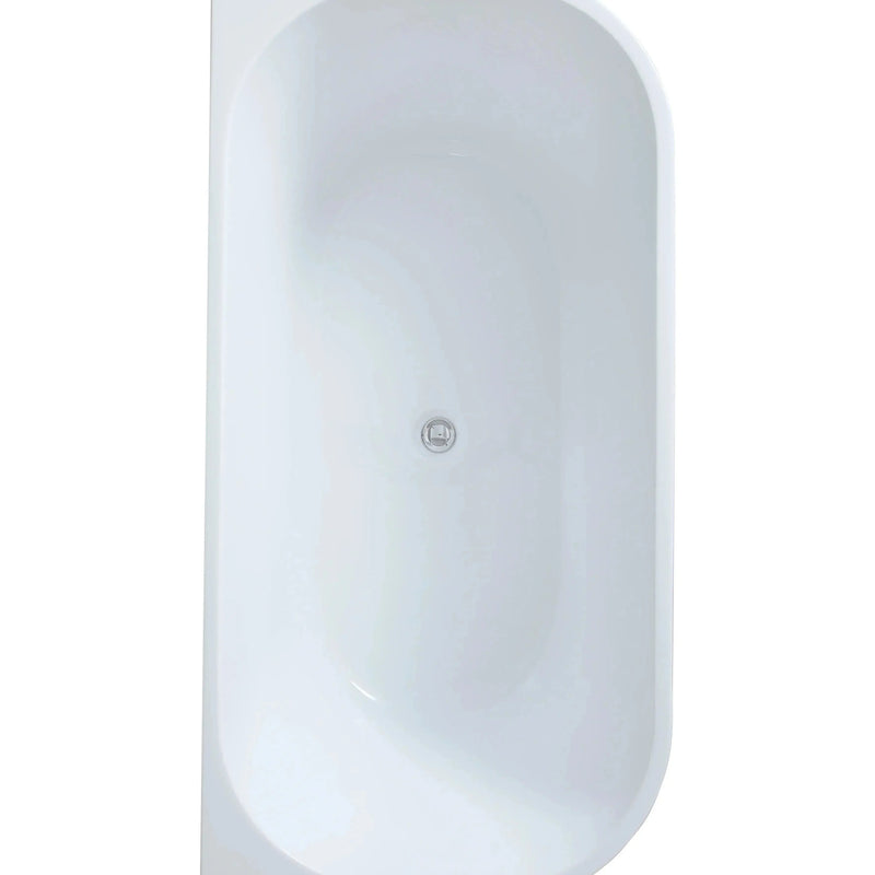 Elivia White Back to wall Bathtub - Non Overflow - Aqualux Bathrooms- Poseidon