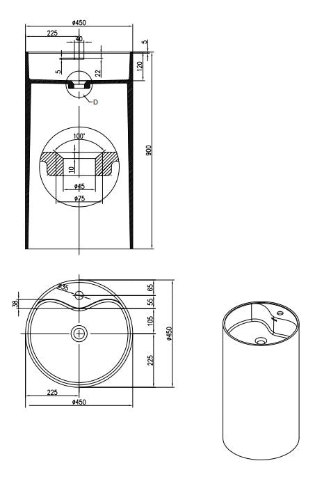 Pietra Bianca Union Freestanding Pedestal Basins