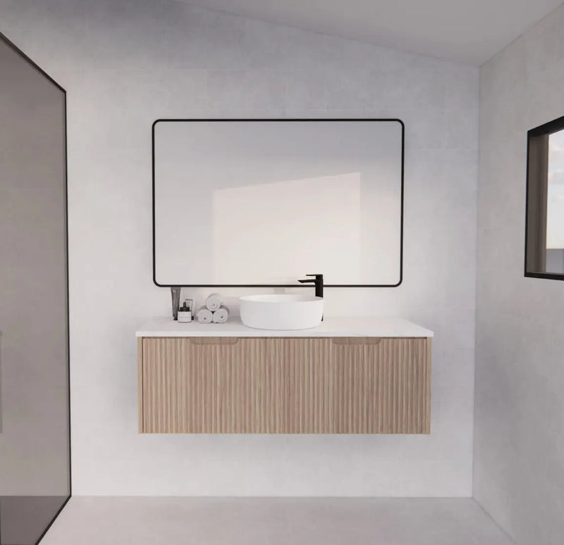 ABS Riva - Riva Vienna Wall Hung Single Bowl Vanity 1200mm - American oak - Aqualux Bathrooms