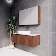 ABS Riva - Riva Vienna Wall Hung Single Bowl Vanity 1200mm - Brown Oak - Aqualux Bathrooms