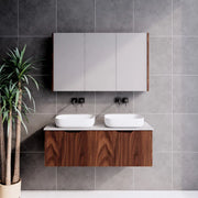 ABS Riva - Riva Vienna Wall Hung Single Bowl Vanity 1200mm - Brown Oak - Aqualux Bathrooms
