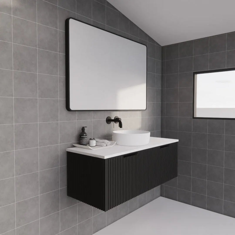 ABS Riva - Riva Vienna Wall Hung Single Bowl Vanity 1200mm - Matt Black - Aqualux Bathrooms