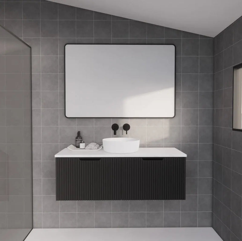ABS Riva - Riva Vienna Wall Hung Single Bowl Vanity 1200mm - Matt Black - Aqualux Bathrooms
