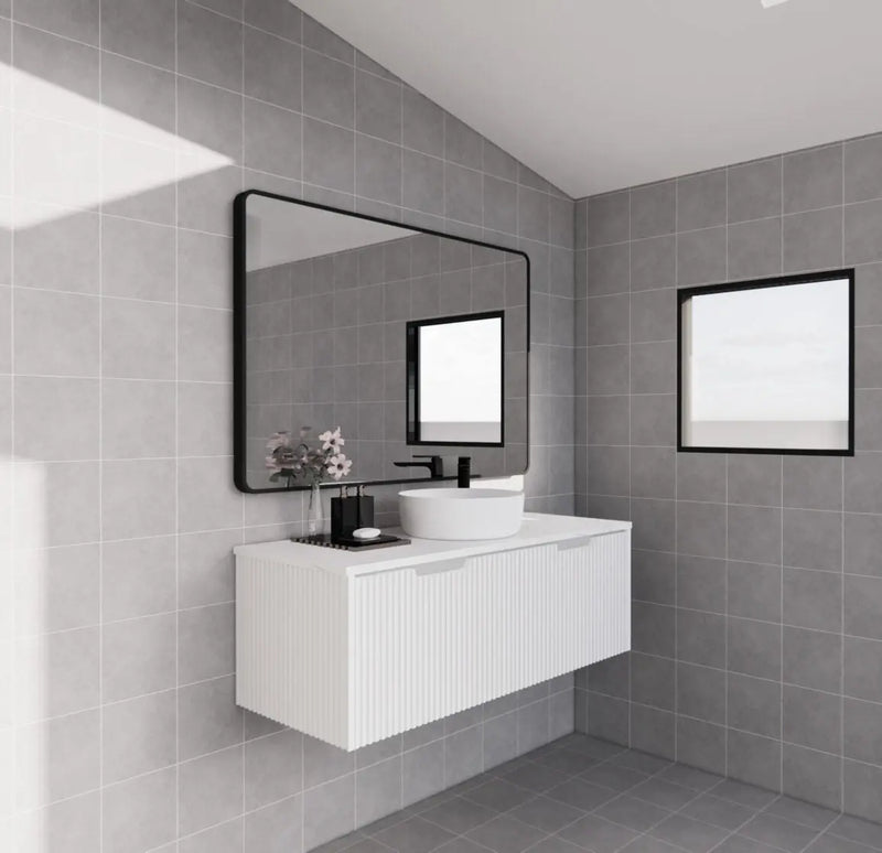 ABS Riva - Riva Vienna Wall Hung Single Bowl Vanity 1200mm - Matt White - Aqualux Bathrooms