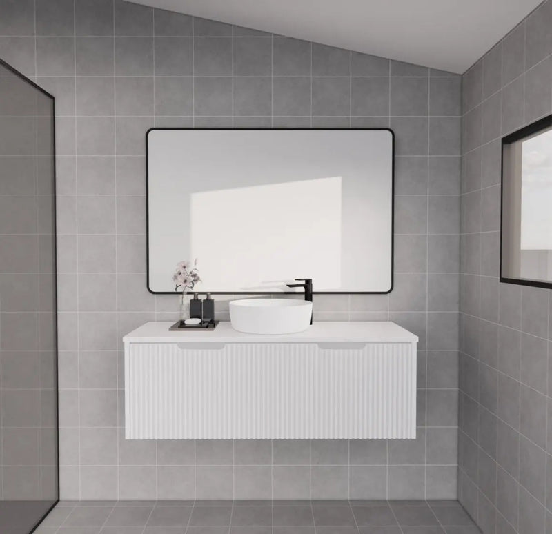 ABS Riva - Riva Vienna Wall Hung Single Bowl Vanity 1200mm - Matt White - Aqualux Bathrooms