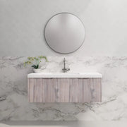 ABS Riva - Riva Vienna Wall Hung Single Bowl Vanity 1200mm - White Oak - Aqualux Bathrooms