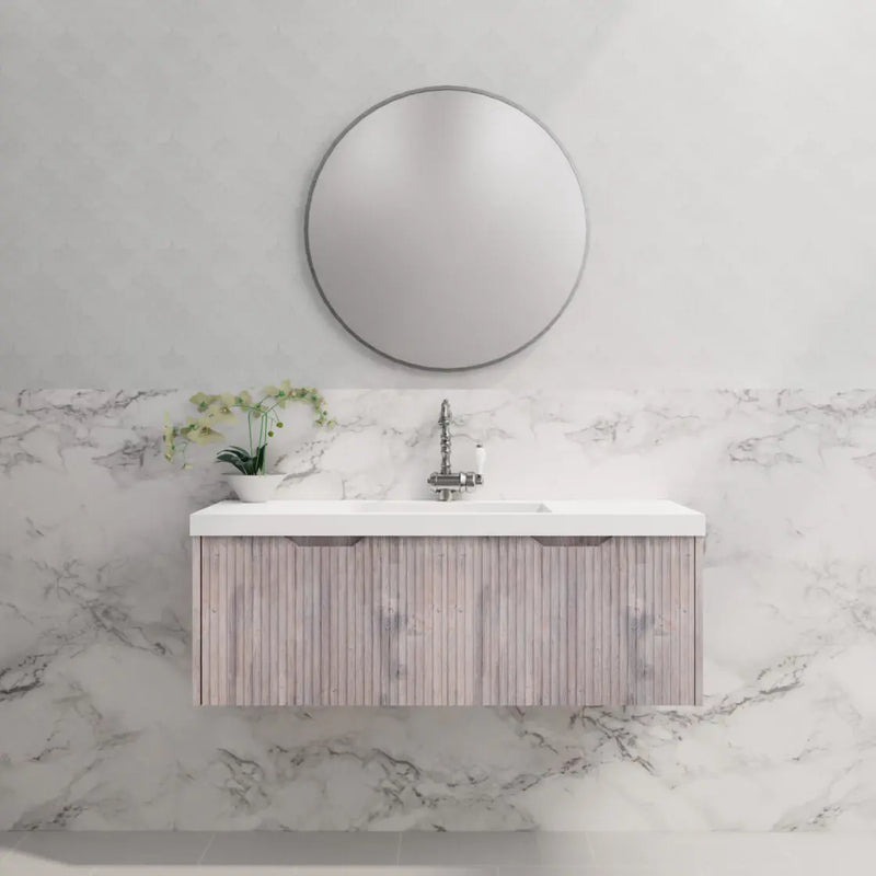 ABS Riva - Riva Vienna Wall Hung Single Bowl Vanity 1200mm - White Oak - Aqualux Bathrooms