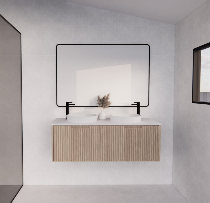 Riva Vienna Wall Hung Double Bowl Vanity 1200mm - American Oak