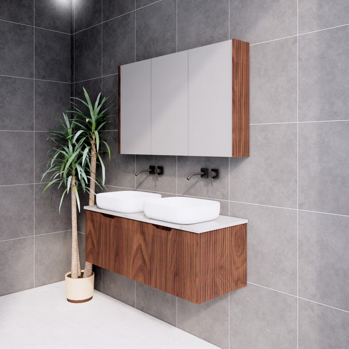 Riva Vienna Wall Hung Double Bowl Vanity 1200mm - Brown Oak