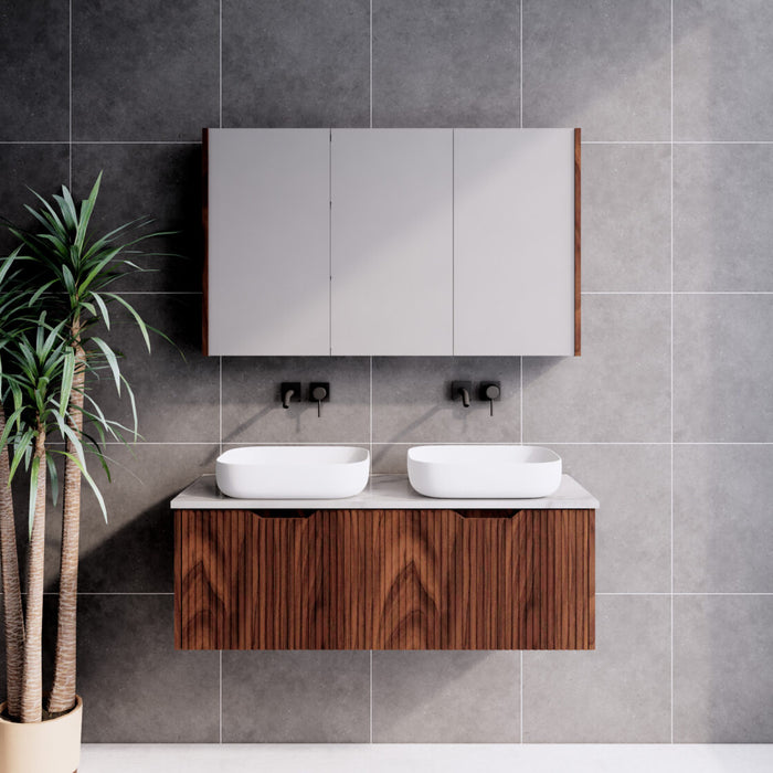 Riva Vienna Wall Hung Double Bowl Vanity 1200mm - Brown Oak