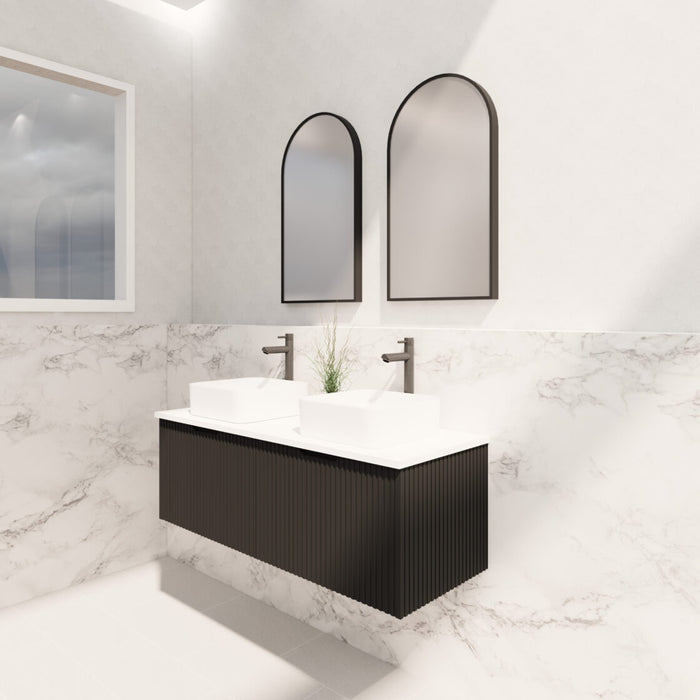 Riva Vienna Wall Hung Double Bowl Vanity 1200mm - Matt Black