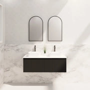 ABS Riva - Riva Vienna Wall Hung Double Bowl Vanity 1200mm - Matt Black - Aqualux Bathrooms