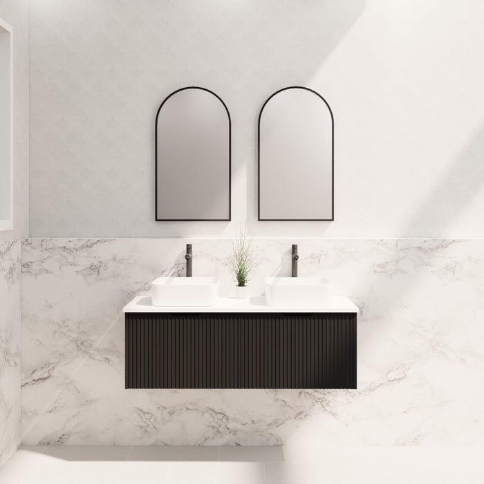 Riva Vienna Wall Hung Double Bowl Vanity 1200mm - Matt Black