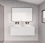 ABS Riva - Riva Vienna Wall Hung Double Bowl Vanity 1200mm - Matt White - Aqualux Bathrooms