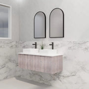 ABS Riva - Riva Vienna Wall Hung Double Bowl Vanity 1200mm - White Oak - Aqualux Bathrooms