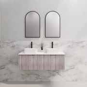 ABS Riva - Riva Vienna Wall Hung Double Bowl Vanity 1200mm - White Oak - Aqualux Bathrooms