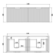 ABS Riva - Riva Vienna Wall Hung Double Bowl Vanity 1200mm - White Oak - Aqualux Bathrooms