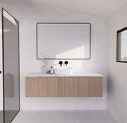 ABS Riva - Riva Vienna Wall Hung Single Bowl Vanity 1500mm - American Oak - Aqualux Bathrooms