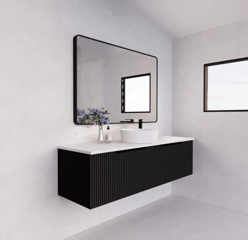 ABS Riva - Riva Vienna Wall Hung Single Bowl Vanity 1500mm - Matt Black - Aqualux Bathrooms