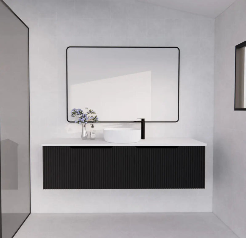 ABS Riva - Riva Vienna Wall Hung Single Bowl Vanity 1500mm - Matt Black - Aqualux Bathrooms