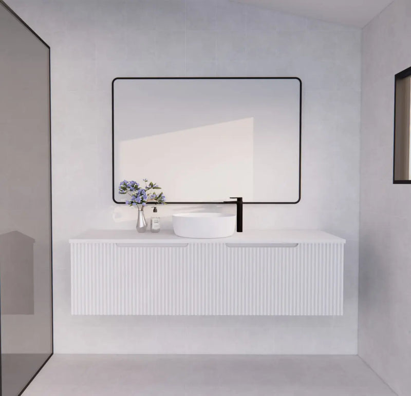 ABS Riva - Riva Vienna Wall Hung Single Bowl Vanity 1500mm - Matt White - Aqualux Bathrooms