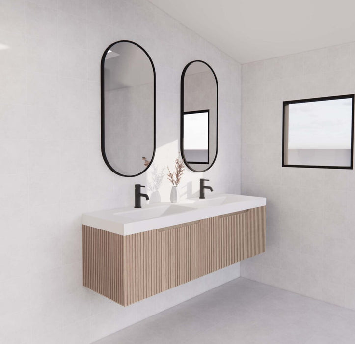 Riva Vienna Wall Hung Double Bowl Vanity 1500mm - American Oak