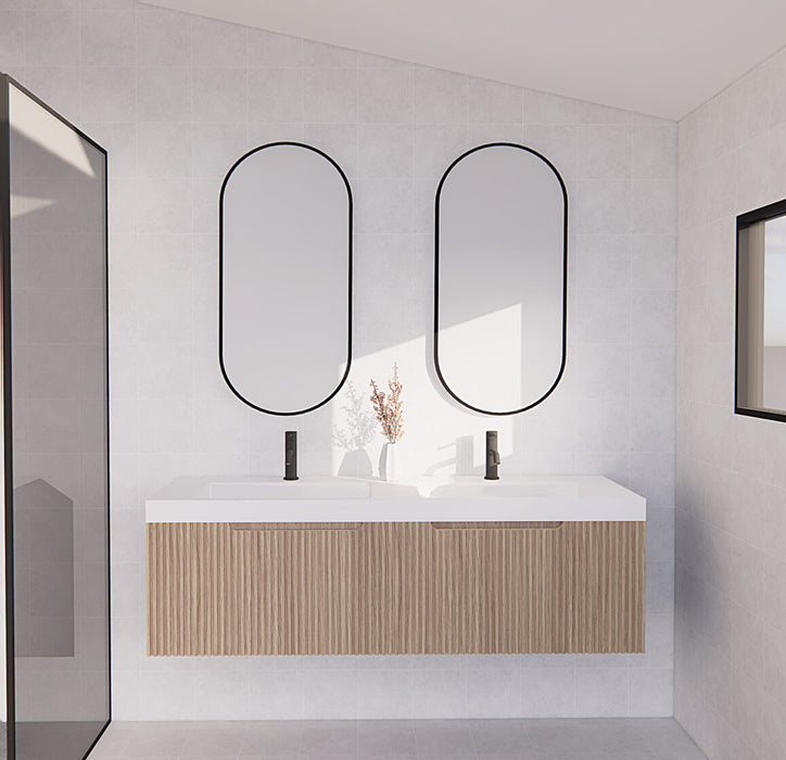 Riva Vienna Wall Hung Double Bowl Vanity 1500mm - American Oak