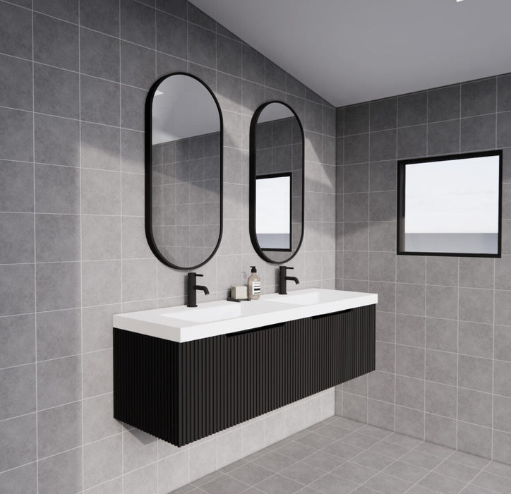 Riva Vienna Wall Hung Double Bowl Vanity 1500mm - Matt Black