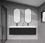 ABS Riva - Riva Vienna Wall Hung Double Bowl Vanity 1500mm - Matt Black - Aqualux Bathrooms