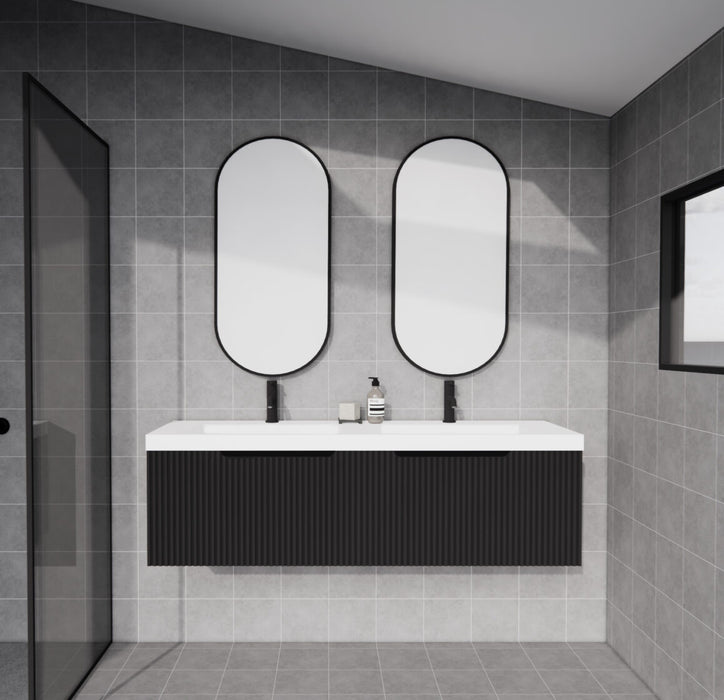 Riva Vienna Wall Hung Double Bowl Vanity 1500mm - Matt Black