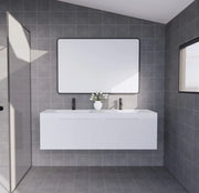 ABS Riva - Riva Vienna Wall Hung Double Bowl Vanity 1500mm - Matt White - Aqualux Bathrooms