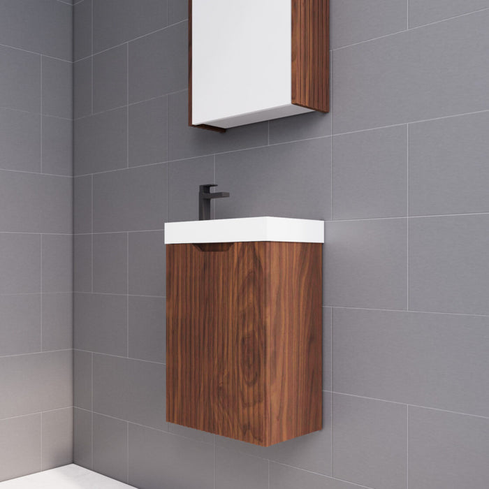 Riva Vienna Mini Wall Hung Vanity 450mm - Brown Oak