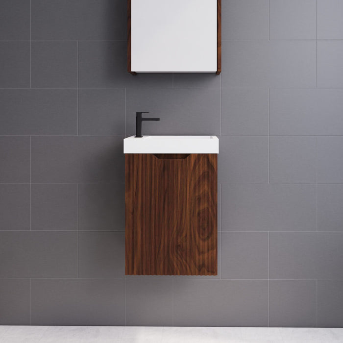 Riva Vienna Mini Wall Hung Vanity 450mm - Brown Oak