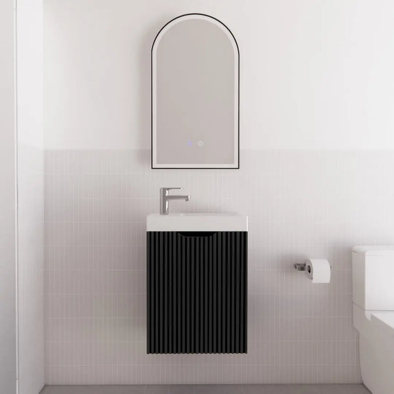 ABS Riva - Riva Vienna Mini Wall Hung Vanity 450mm - Matt Black - Aqualux Bathrooms