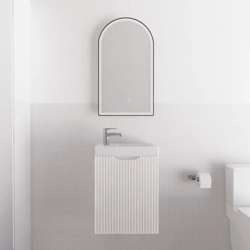 ABS Riva - Riva Vienna Mini Wall Hung Vanity 450mm - Matt White - Aqualux Bathrooms