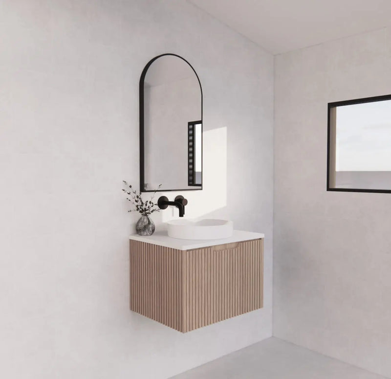 ABS Riva - Riva Vienna Wall Hung Vanity 600mm - American Oak - Aqualux Bathrooms